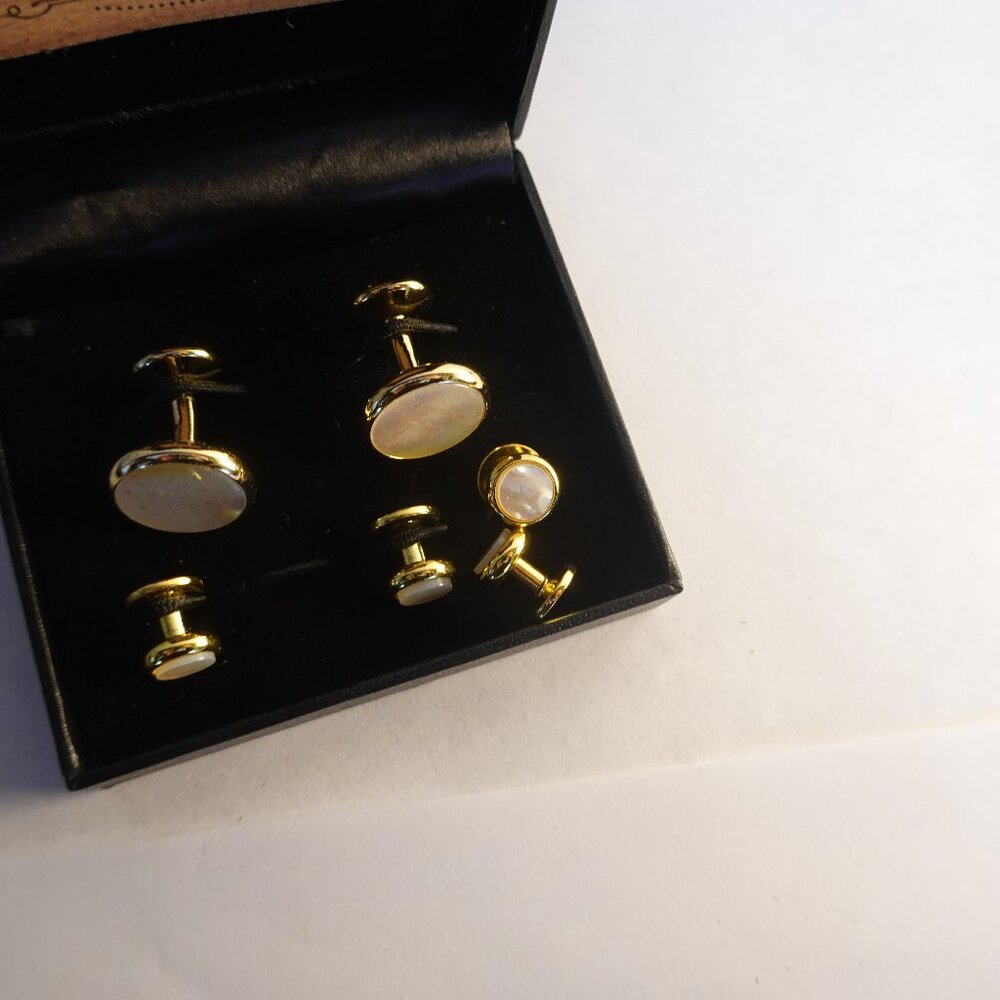 Mother of Pearl Tuxedo Cufflinks and Shirt Studs